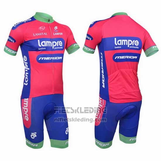 2013 Fietskleding Lampre Merida Roze en Azuur Korte Mouwen en Koersbroek